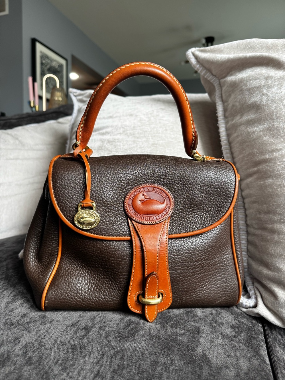 Vintage 1980's Dooney & Bourke All Weather Leather Essex Satchel Bag